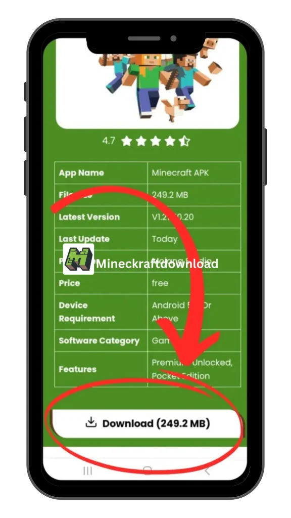 APK Minecraft Android, the latest version, download from the above download button.